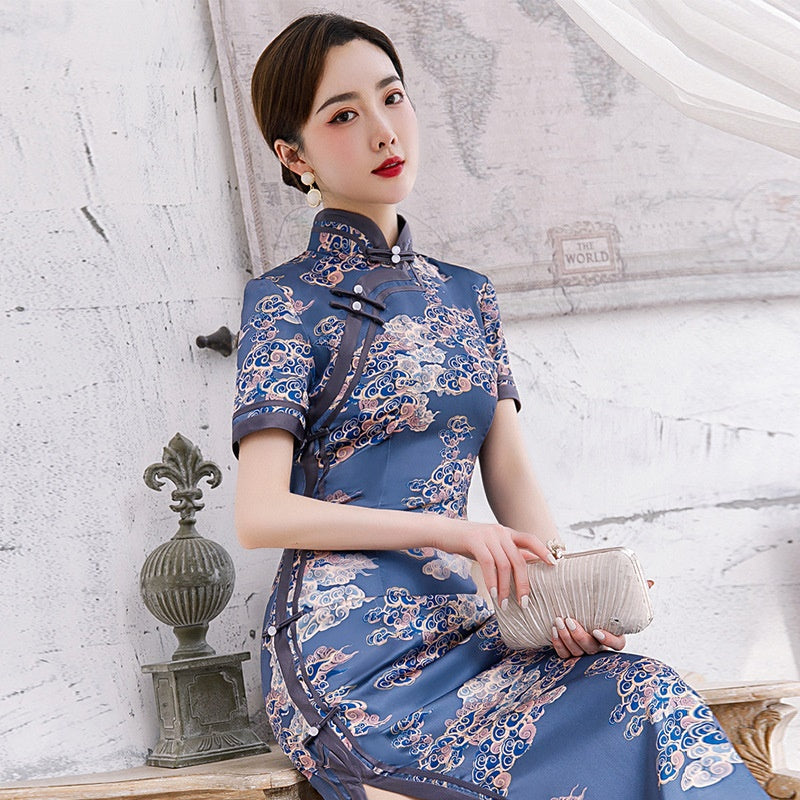 Vietnam Dress Women Summer 2020 Aodai Oriental Dress Midi Long Cheongsam Tradit image 1