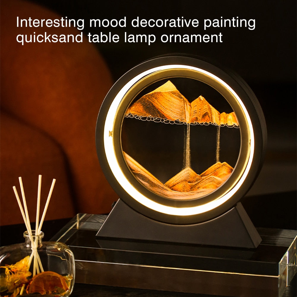 Moving art sand Hourglass table lamp Craft quicksand 3D Natural Landscape image 6
