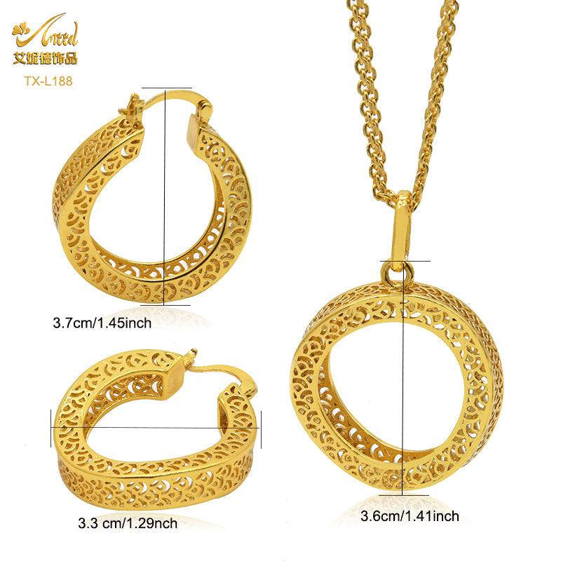 ANIID Nigerian Wedding Jewelry Set Gold Color African Necklace Pendant Sets For image 11