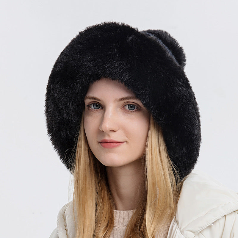 Women Beanie Hat Winter Balaclava Knitted Cap Hooded Face Mask Fluff Keep Warm image 2