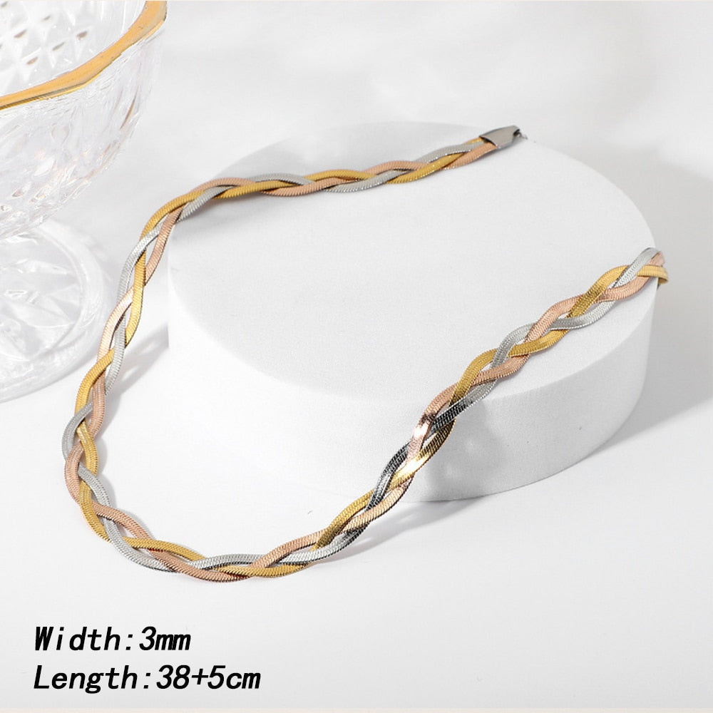 Gold Chain Necklace Bracelets Set Wholesale Stainless Steel Jewelry For Women G image 2