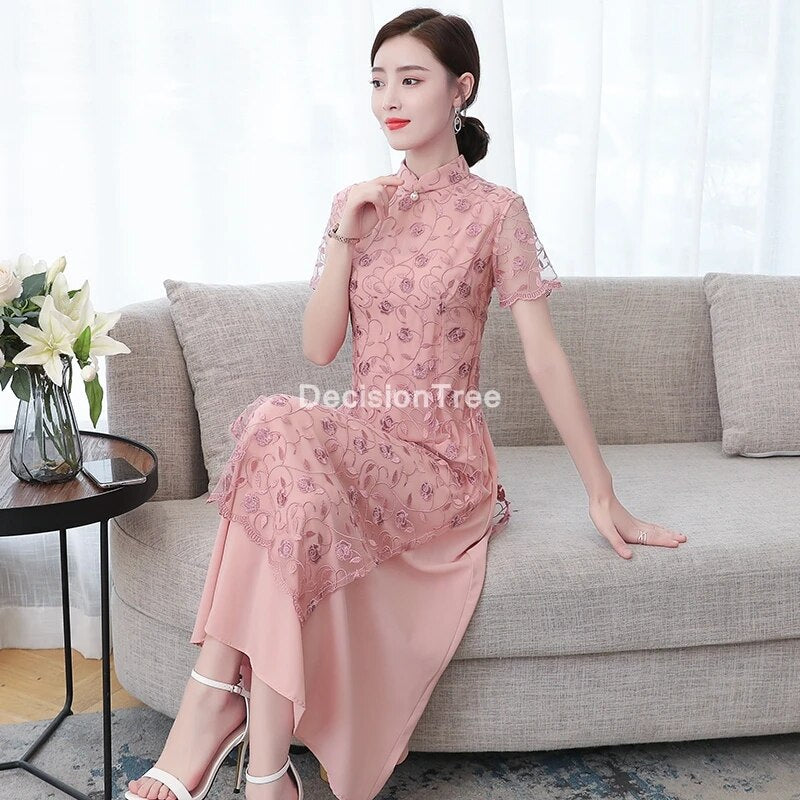 2022 ao dai cheongsam folk style vietnam chiffon aodai graceful stand collar el image 3