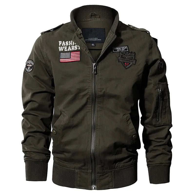 New Spring Military Style Pilot Jacket Multi-pocket Men Tactical Flight Jacket image 1