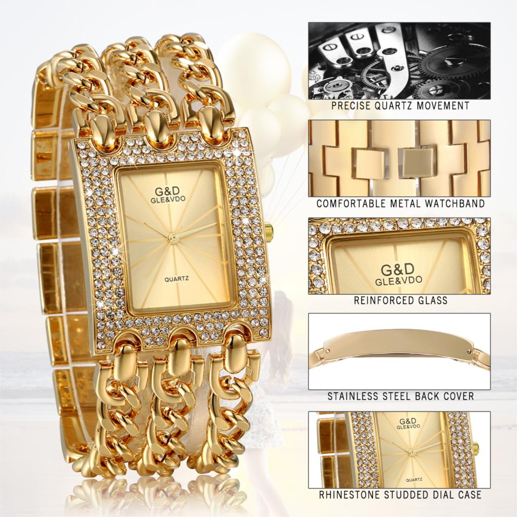 LANCARDO New Top Brand Luxury Women's Watches Alloy Clock Lady's Gold image 8