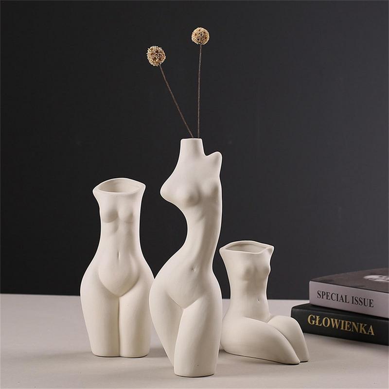 Ceramic Body Vase Women Ceramic Vase For Plants Flower Pot For Tabletop Centerp image 3