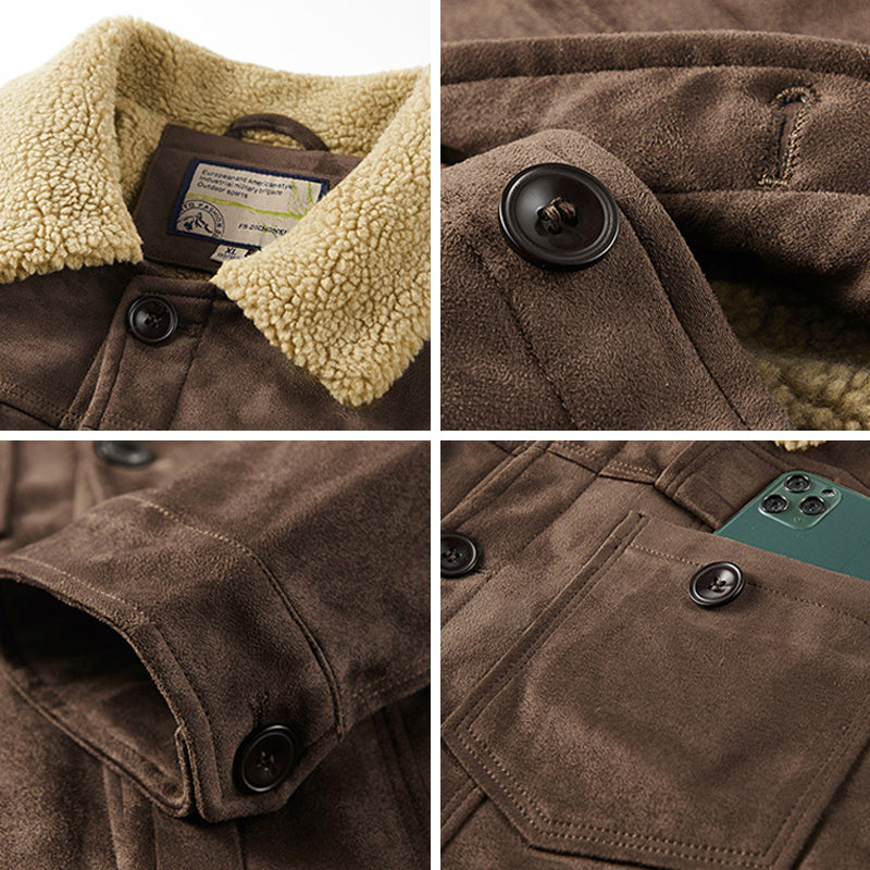 NEEDLESNOAH Autumn Winter Men Warm Pilot Jackets Fleece Suede Thick Coats Male image 4