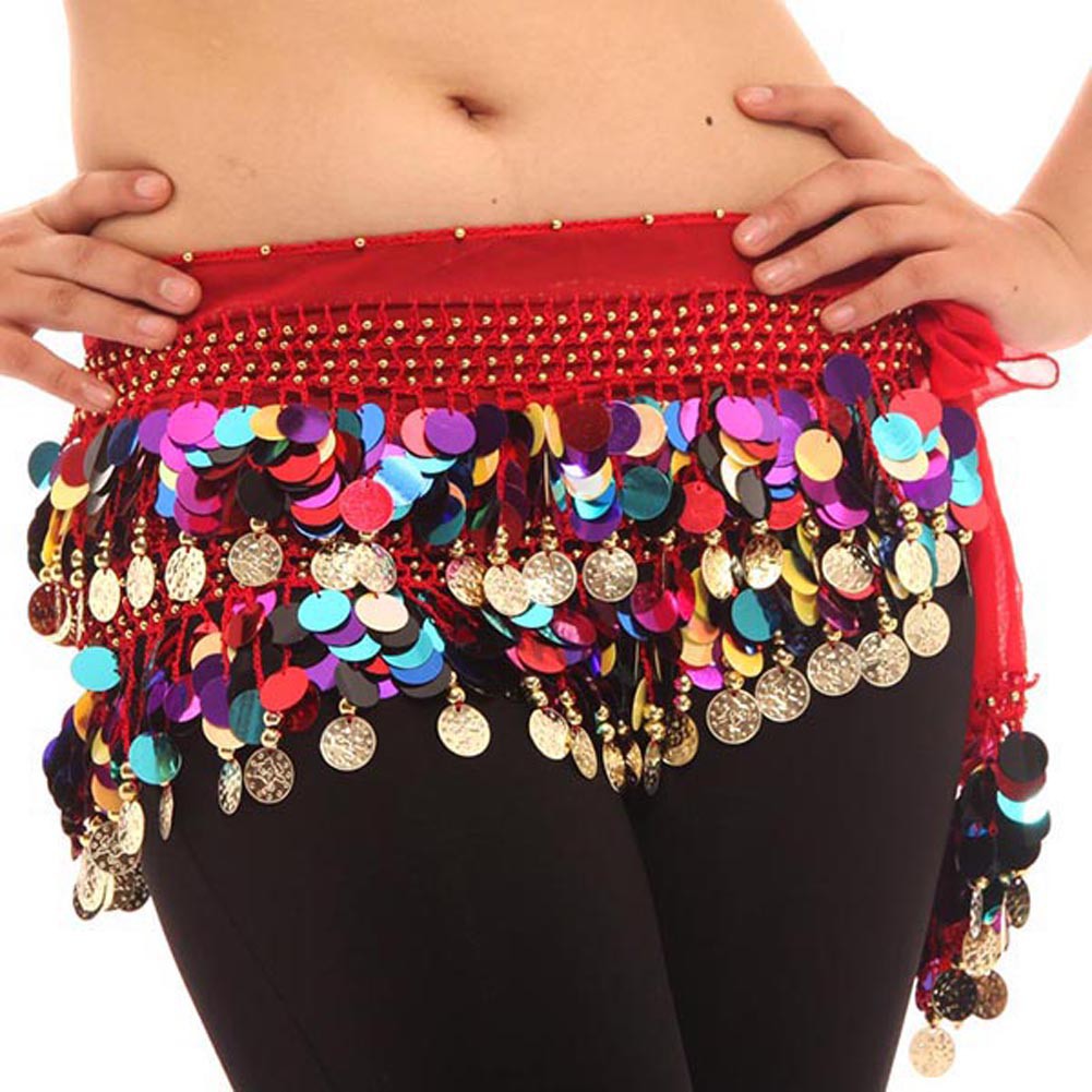 Women Belly Dance Hip Scarf Wrap Belt Dancer Skirt Female Show Costume Accessor image 3