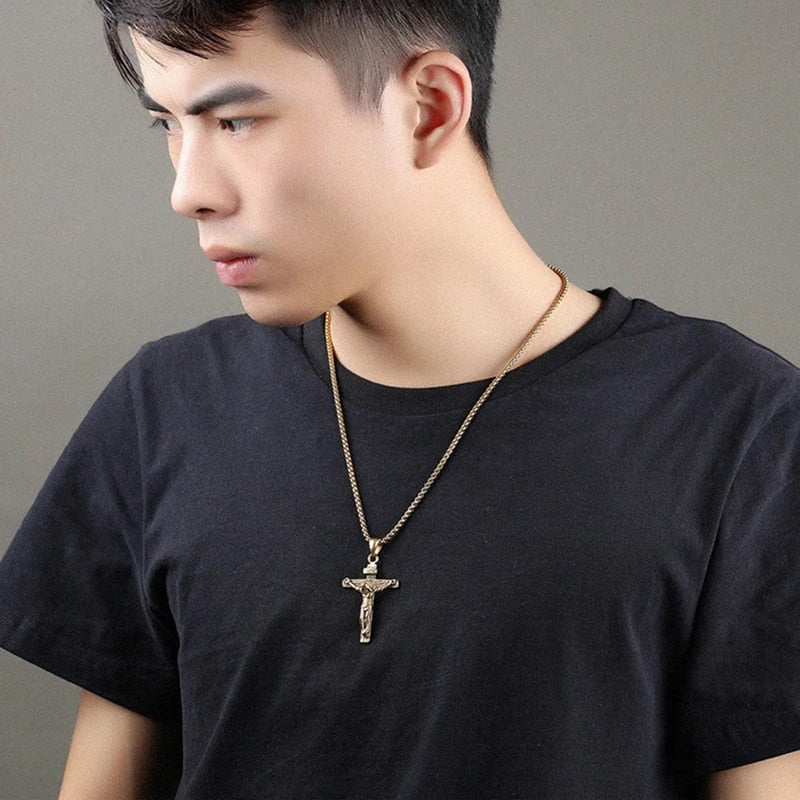 Fashion Crucifix Jesus Christ Men Jewelry Gold Brown Silver Color Metal Cross P image 9