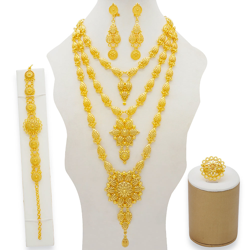 Arabic Dubai Jewelry Set for Women Earrings Ethiopian African Long Chain Gold C image 20