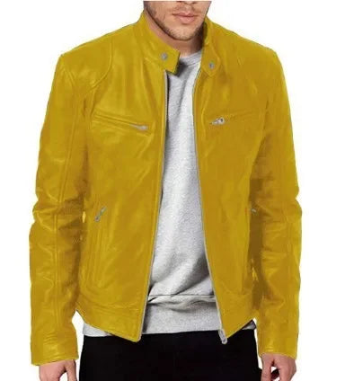 Men's Leather Jacket with Punk Rock Punk Style Stand Collar Motorcycle Leather image 1
