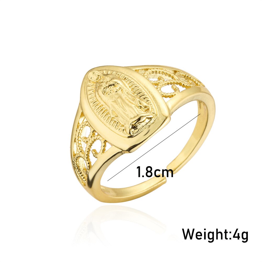 Virgin Mary Rings for Women Religious Medallion Lady of Guadalupe Ring Gold image 6