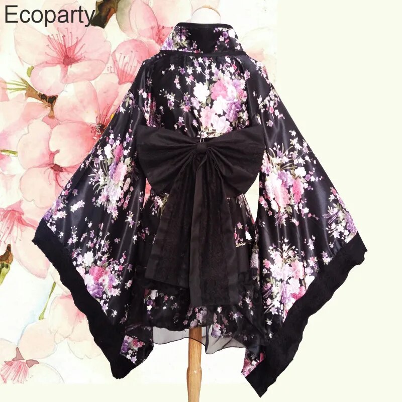 Women Japanese Kimono Set Fancy Girls Lolita Maid Dress Halloween Stage Sh image 2