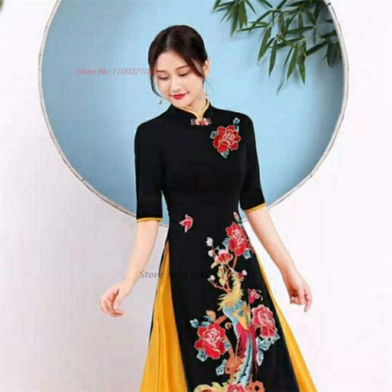 2024 ao dai vietnam traditional chinese qipao dress improved cheongsam vintage image 4
