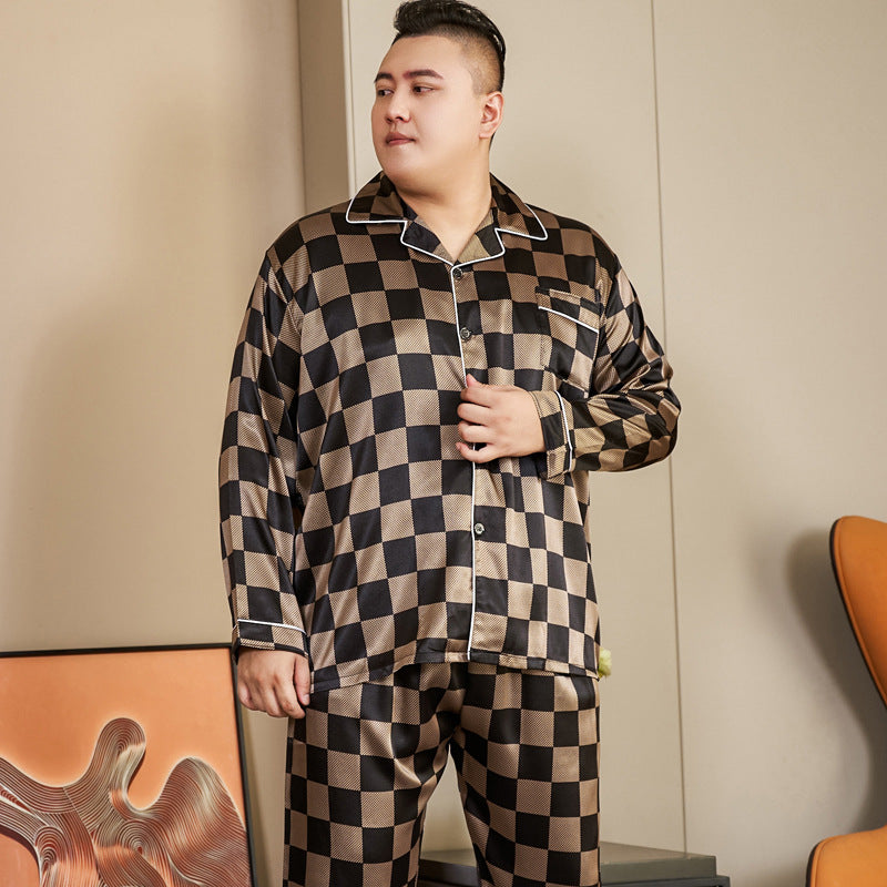 5XL Big Size Pajamas For Men 165KG Spring Summer Ice Silk Satin Cool Pajama Man image 20