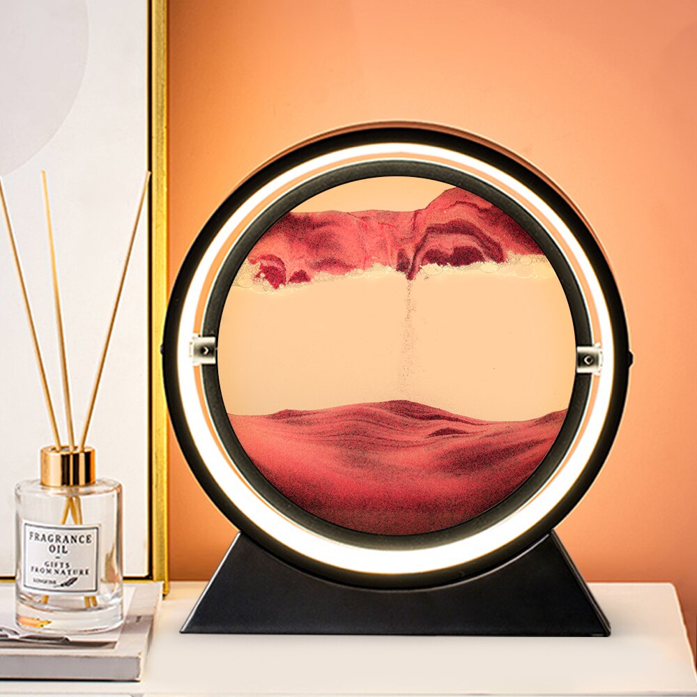 Moving art sand Hourglass table lamp Craft quicksand 3D Natural Landscape image 4