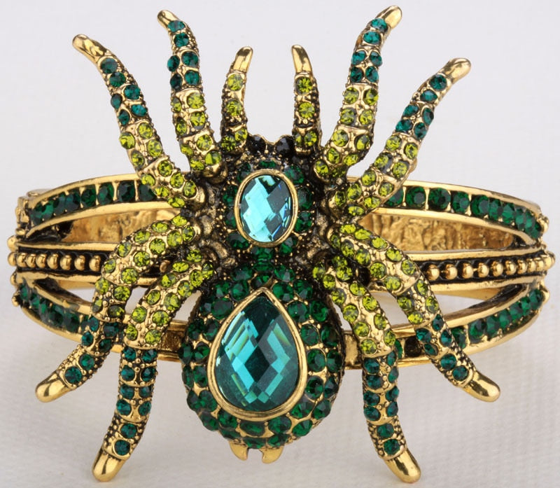 Spider bangle bracelet halloween bling jewelry gifts for women antique gold image 9
