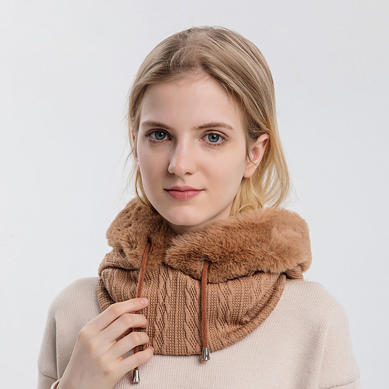 Women Beanie Hat Winter Balaclava Knitted Cap Hooded Face Mask Fluff Keep Warm image 16