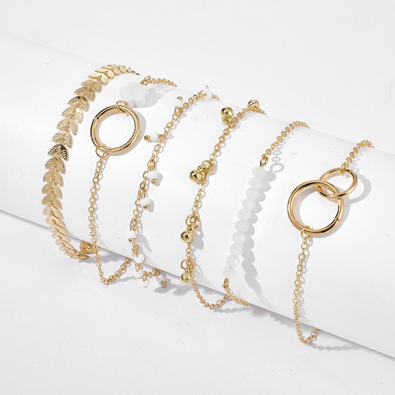 Bohemian Gold Color Tassel Bracelets for Women Girls Boho Jewelry Geometric Lea image 4
