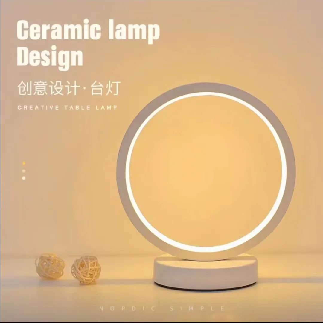 20CM LED Simple Circular Ring Table Lamp Bedroom Bedside Living Room Restaurant image 7