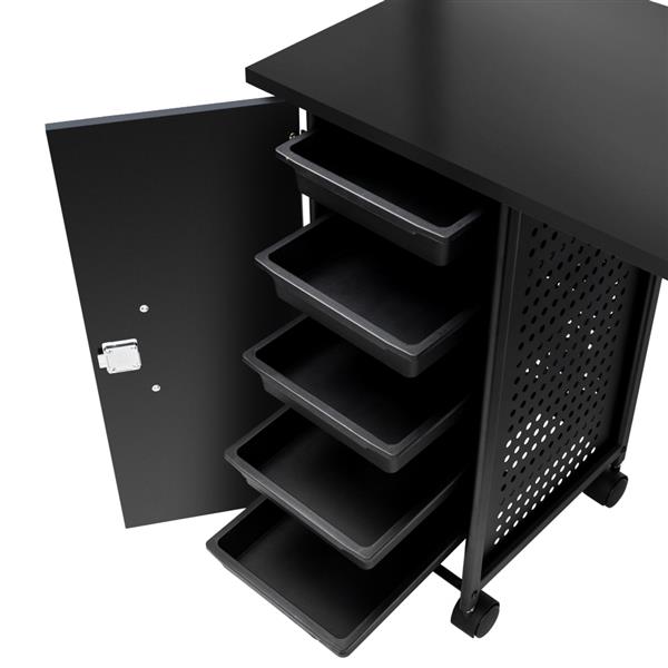 Black iron frame large nail table, beauty salon equipment, nail table with LED image 3