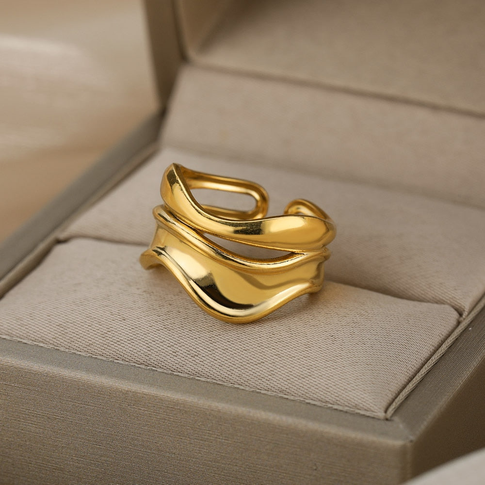 Stainless Steel Rings for Women Aesthetic Sunflower Gold Plated Wedding Couple image 36