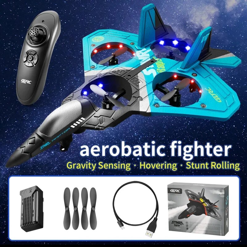 V17 Rc Plane Gravity Sensing Aircraft Glider with Light Radio Control Helicopt image 3