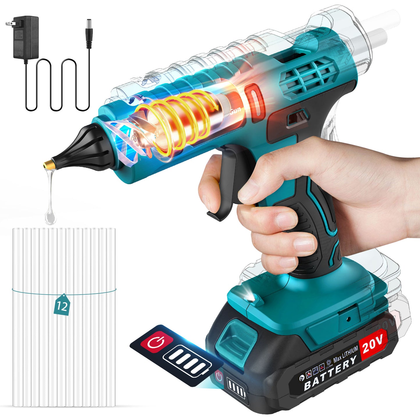 Cordless Electric Handheld Hot Glue Gun Repair DIY Tool Hot Melt Welding Hot Ai image 3