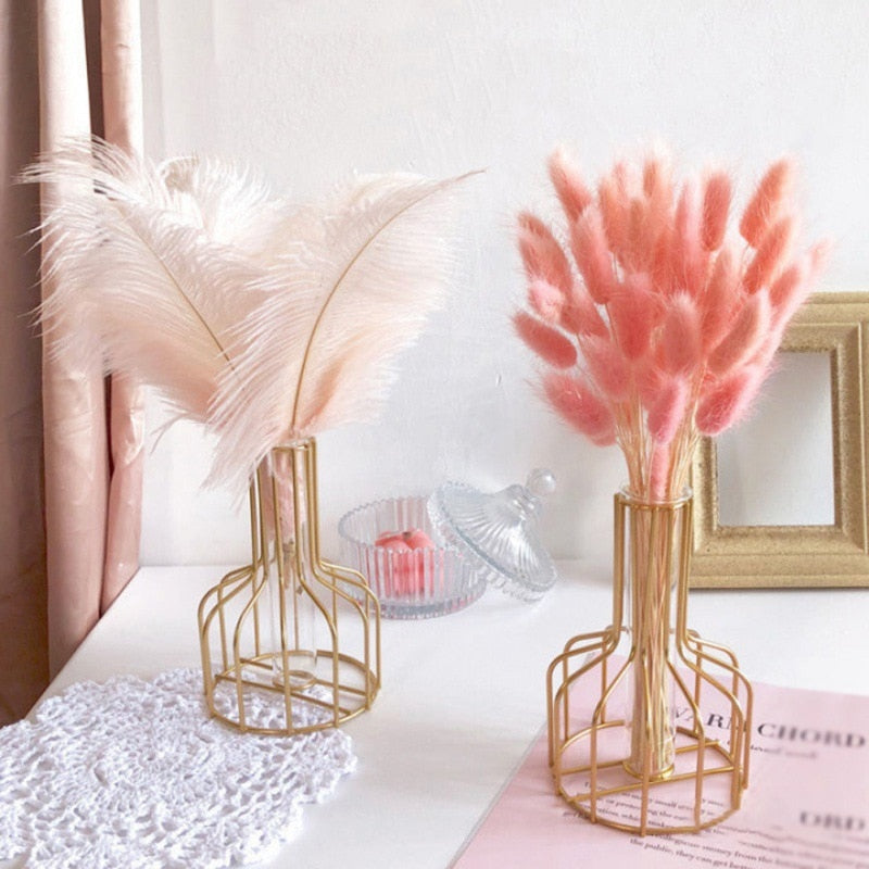 Simple Golden Glass Vase Flower Stand Iron Home Decor Hydroponic Plant Flower V image 7