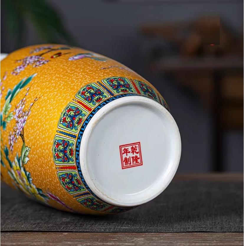 Golden Jingdezhen ceramics, Chinese style enamel colored vase decorations, home image 4