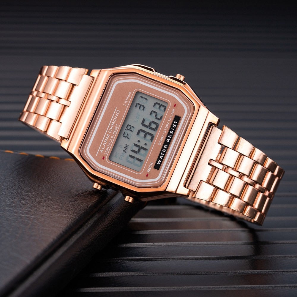 Luxury Women's Rose Gold Silicone Watches Women Fashion LED Digital Clock Casua image 1