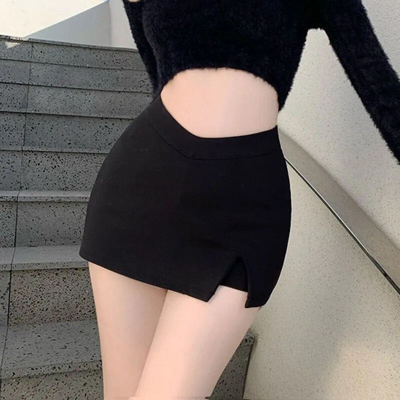 Gidyq Women Cute Split Shorts Skirt Summer Korean High Waist Office Ladies Mini image 3