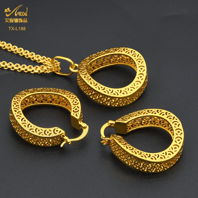 ANIID Nigerian Wedding Jewelry Set Gold Color African Necklace Pendant Sets For image 10