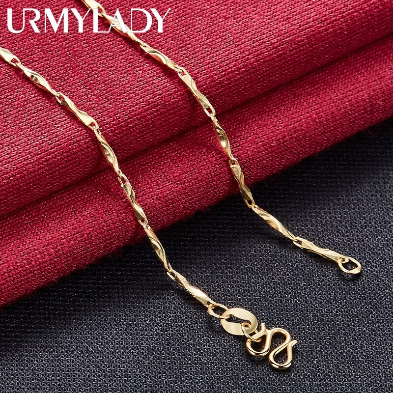 URMYLADY 24K Gold Clavicle Chain 18 Inch Necklace For Women Fashion Wedding Eng image 5