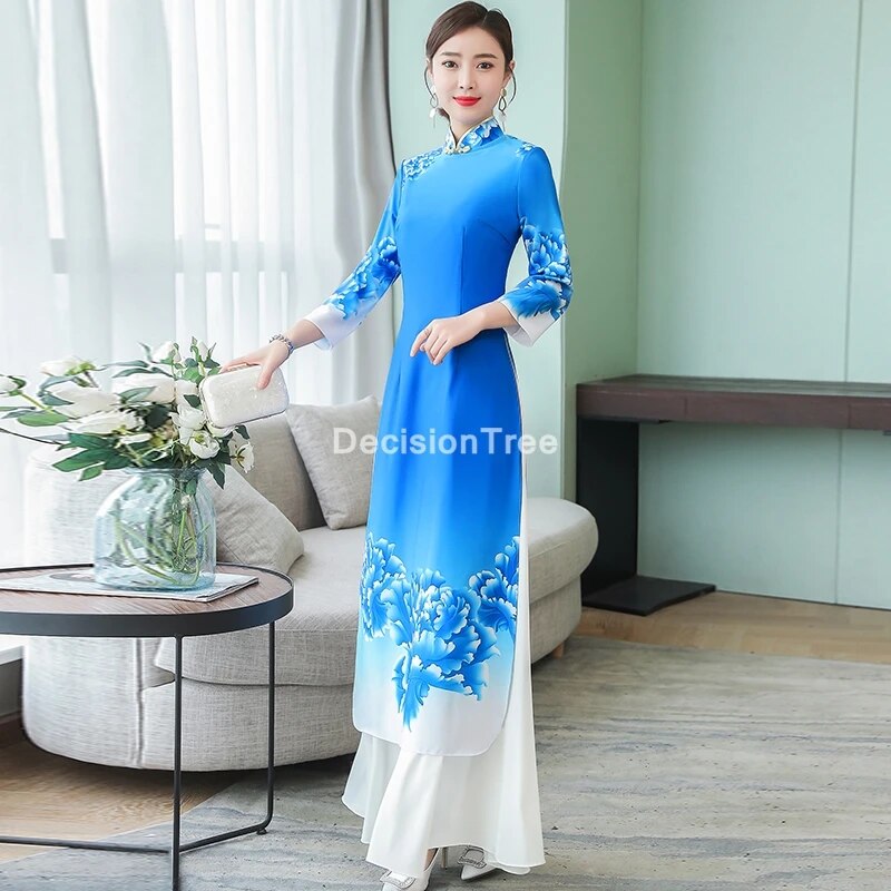 2022 woman chiffon aodai vietnam traditional clothing ao dai vietnam dress wome image 3