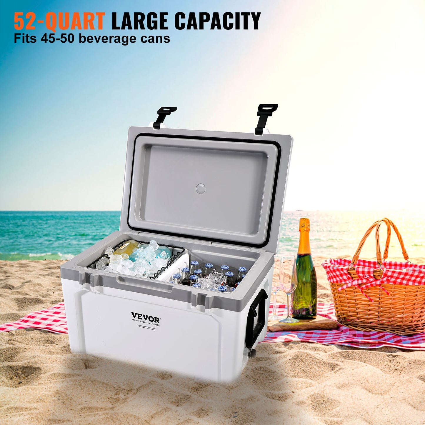 VEVOR 25/33/45/52QT Portable Hard Cooler Fully Insulated Ice Chest Cooling Box image 6