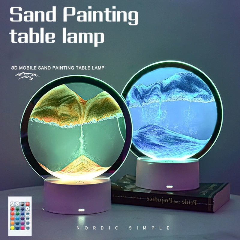 Sand Painting Table Lamp LED RGB Sandscape Lamp 3D Colorful Moving Sand image 6
