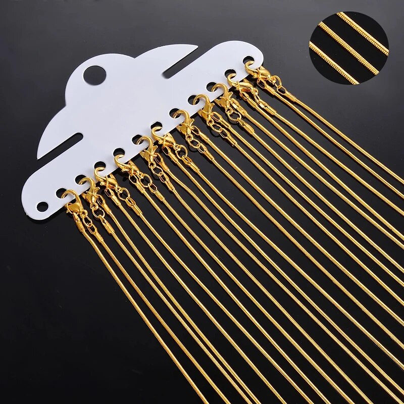 12pcs/Lot 1.2mm Gold Color DIY Snake Chain Charms Link Necklace with Lobster Cl image 3