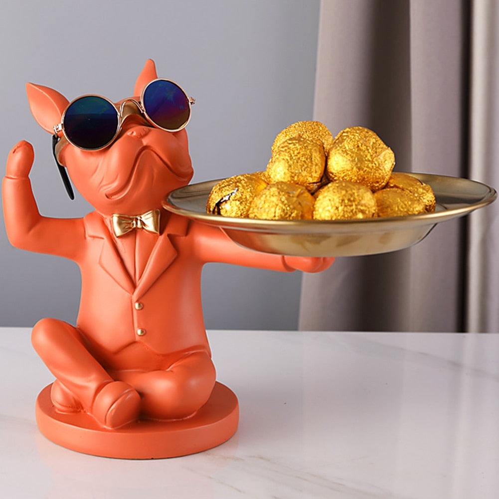 Nordic French Bulldog Sculpture Dog Statue Jewelry Storage Table Decoration image 4