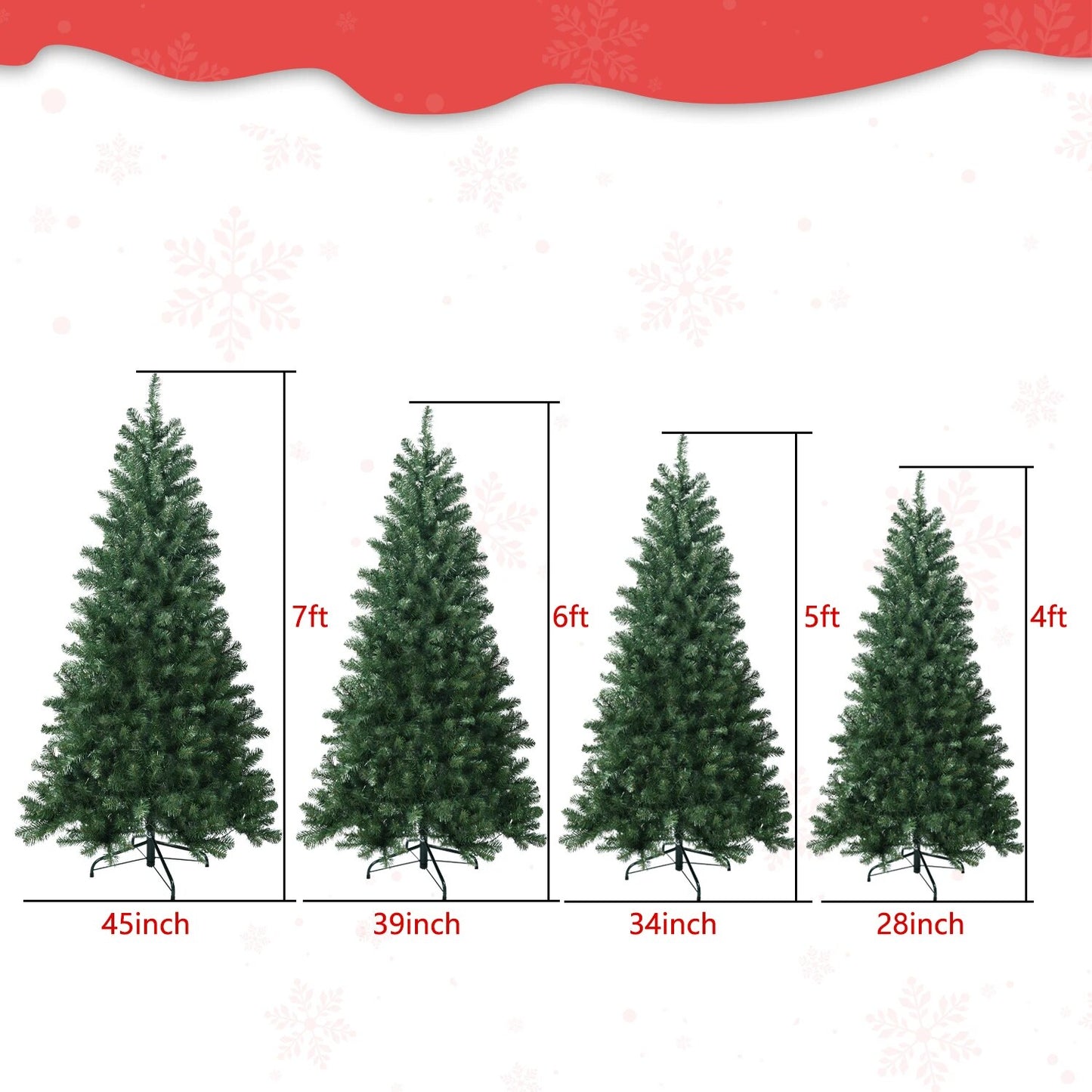 4/5/6/7/7.5/8/9FT Flocked Christmas Tree Easy Assembly Artificial Holiday Xmas image 10