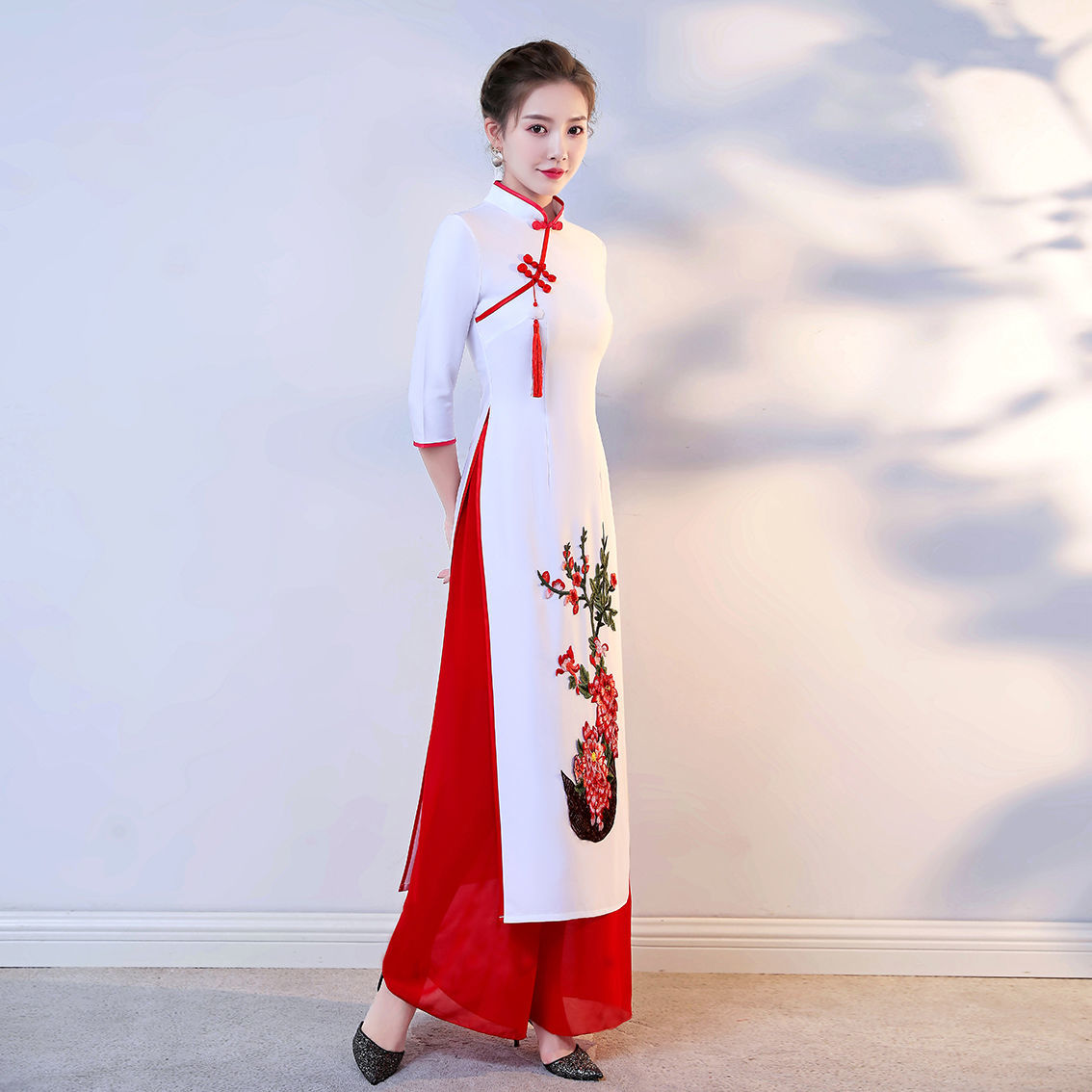 2024 Vietnam Ao Dai Cheongsam Traditional Oriental Dress Set Improved Vietnam A image 7
