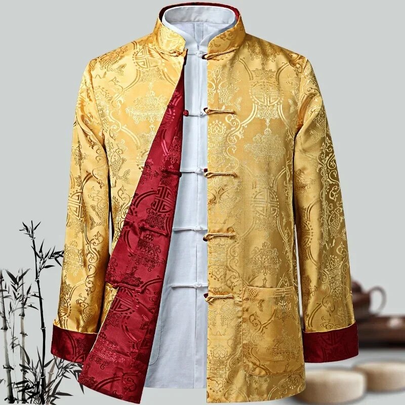 Men Chinese Dragon Shirt Kung Fu Coats China New Year Tang Suit Traditional Chi image 1