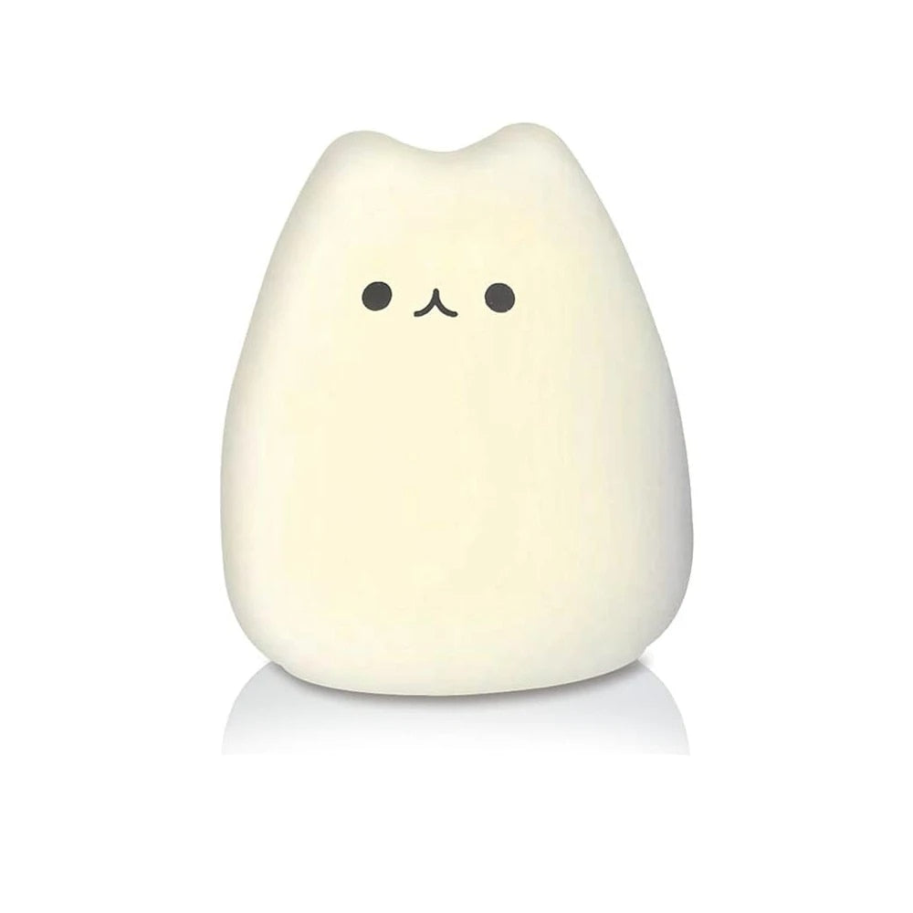 Cute Cat Night Light 7 Colors Silicone Nursery Cat Lamp for Kids Tap Control En image 1