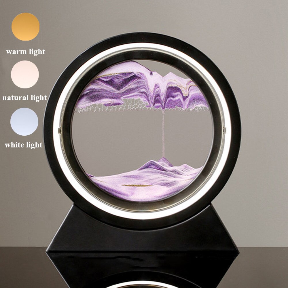 LED Table Lamp Moving 3D Sand Art Picture Deep Sandscape In Motion Display image 1