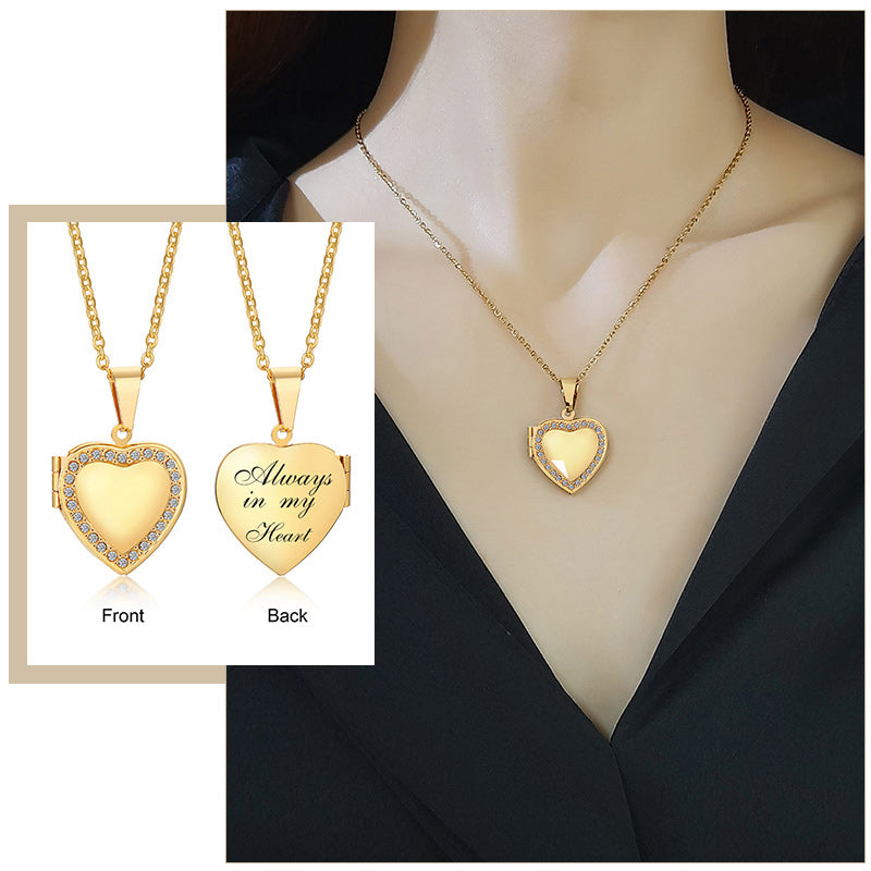 Fashion Heart Locket Necklaces for Women Lady Jewelry Gold and Silver Color Per image 7