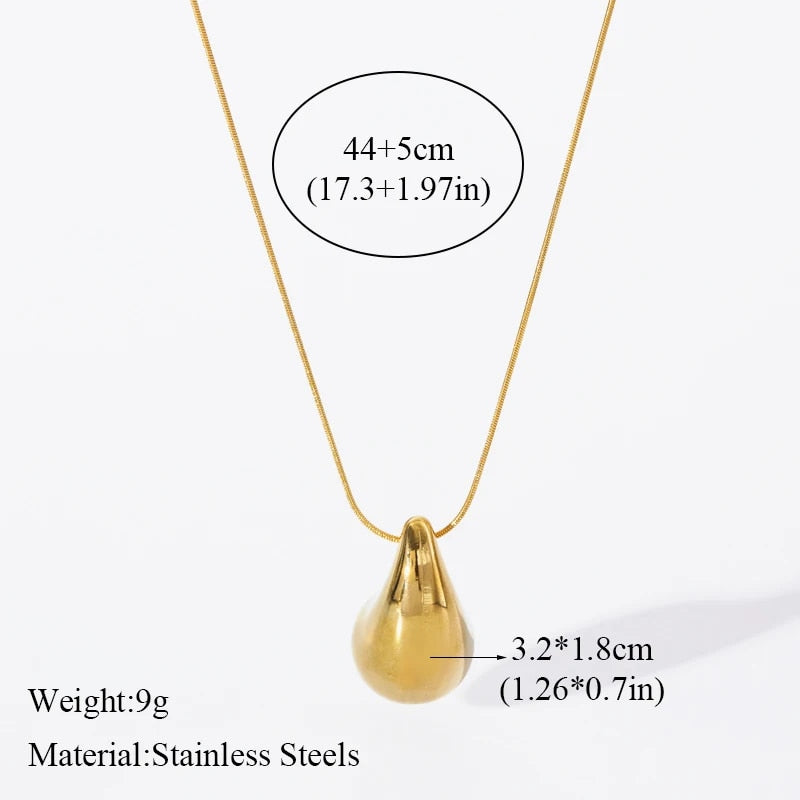 EILIECK 316L Stainless Steel Gold Color Water Drops Necklace Earrings Trendy Fo image 13