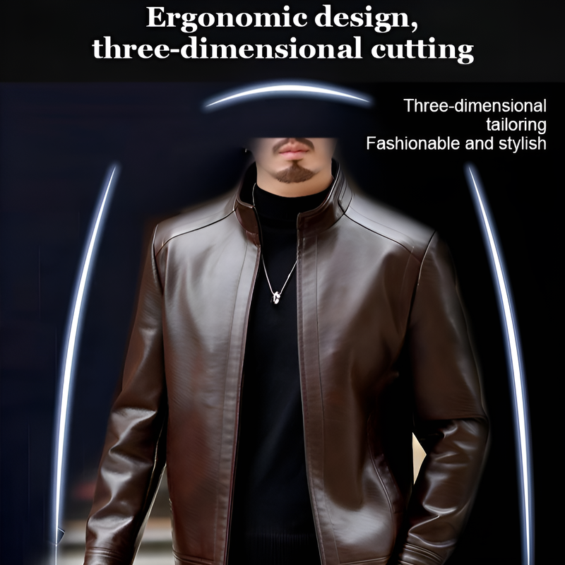 Men's Leather Jacket Stand Collar Jacket Men's Casual PU Leather Jacket Casual image 4