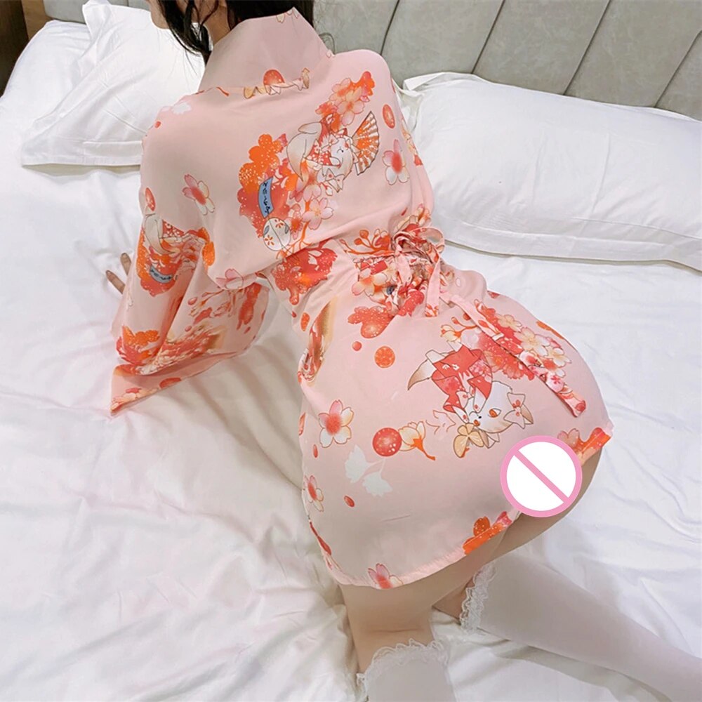 Women Japanese Temptation Uniform Clothing Ladies Printed Pajamas Kimono C image 3