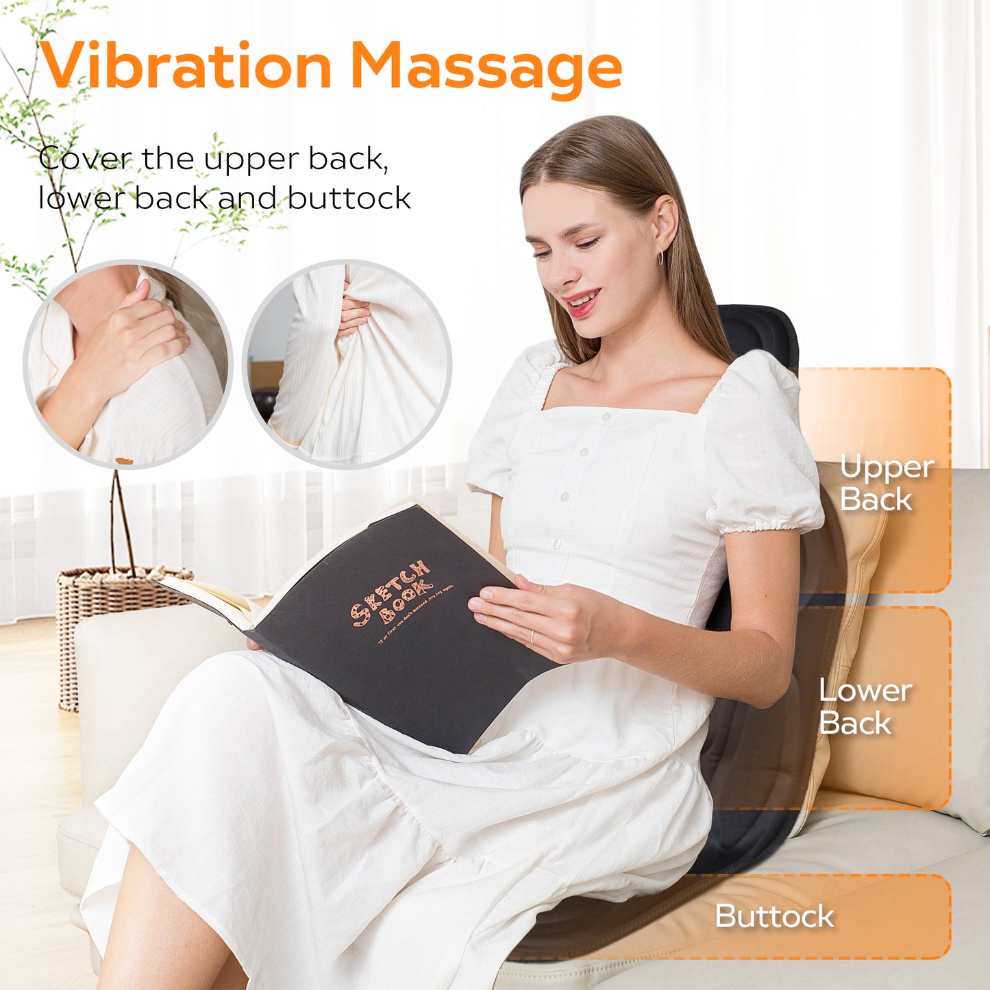 Vibration Massage Seat Cushion with Heat, 6 Vibrating Motors, Back Massager for image 4