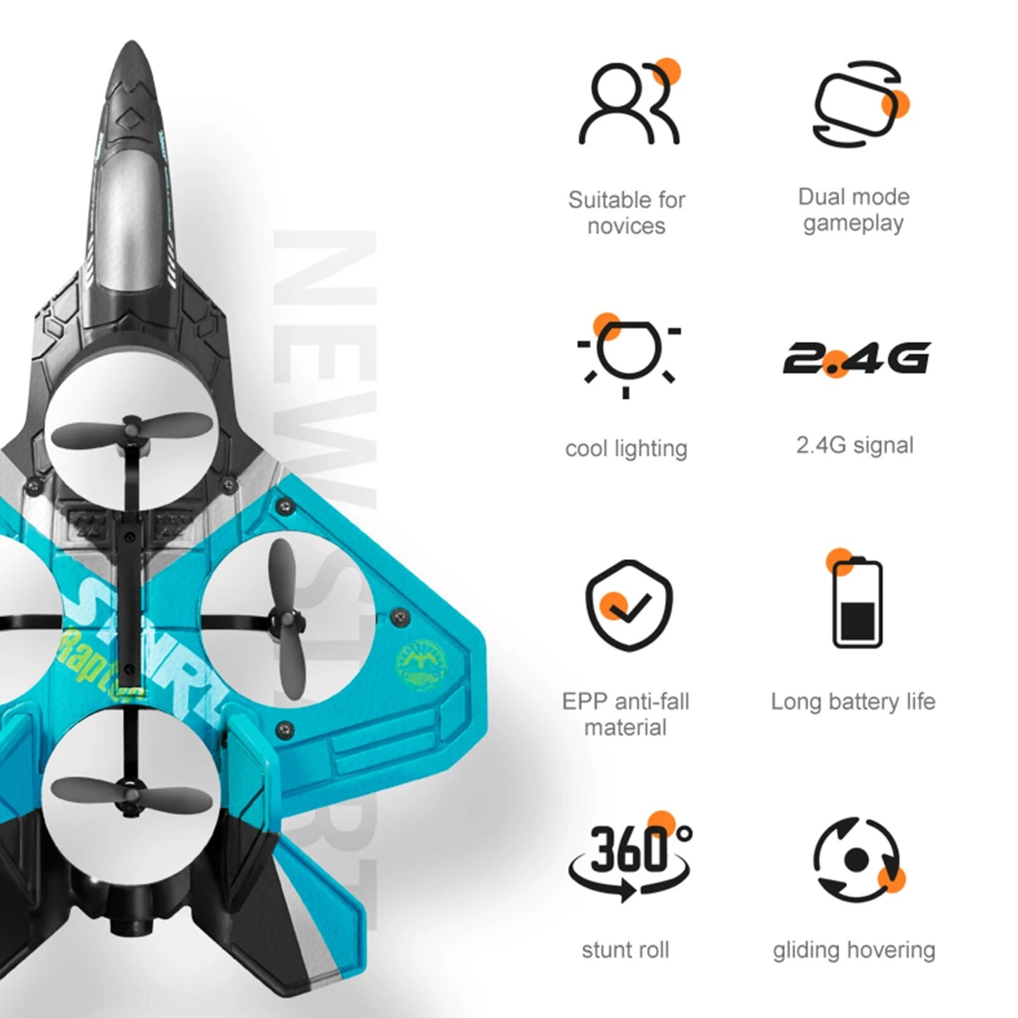 V17 Drone Trick 4 Rotor RC Glider Aircraft EPP Mini Drone LED 2.4G Gravity Sens image 5