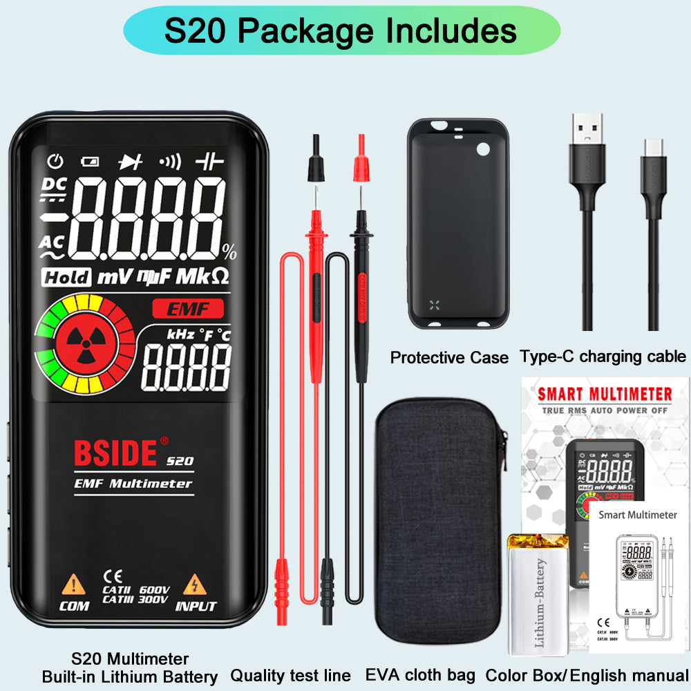 BSIDE Profesional Digital Multimeter Smart 9999 EMF Multitester DC AC Voltage C image 0